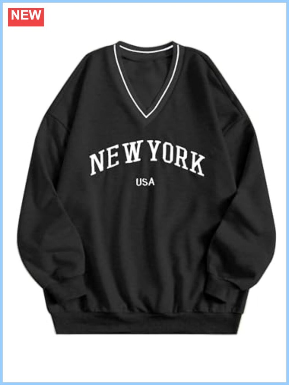 Oversized V Neck Sweatshirt Long Sleeve Pullover Women's
